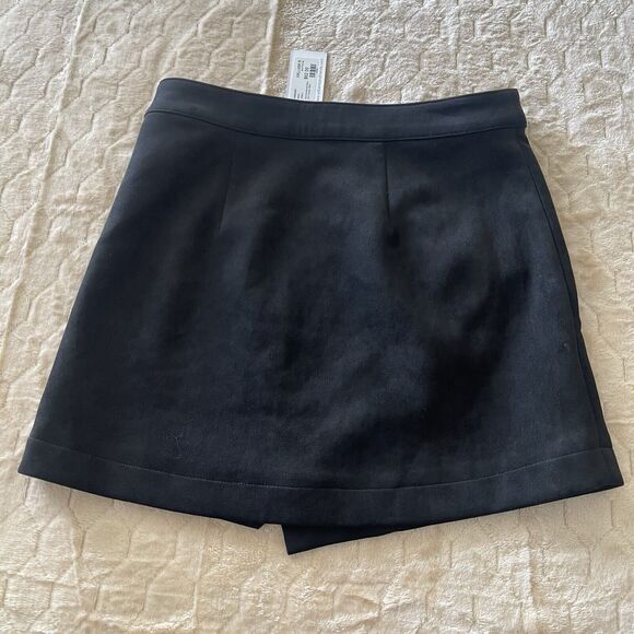 NWT-William B Asymmetrical‎ Hem Eco Black Suede Mini Skirt Sz S MSRP $62 - Picture 13 of 16